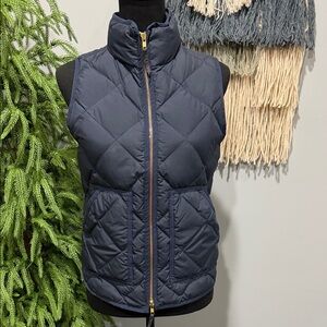 J. Crew Dark Blue Quilted Down Vest Size XS